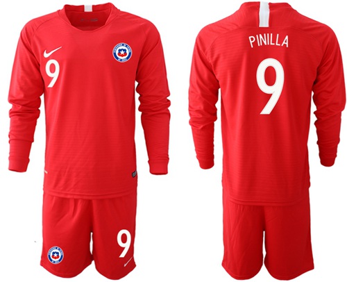 Chile #9 Pinilla Home Long Sleeves Soccer Country Jersey